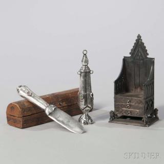 Appraisal: Two Silver Circumcision Sets one in a fitted leather case