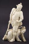 Appraisal: JAPANESE OKIMONO CARVING - Meiji Period Ivory figure of Traveler