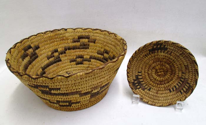 Appraisal: TWO NORTHERN CALIFORNIA INDIAN BASKETS the large bowl measures diameter