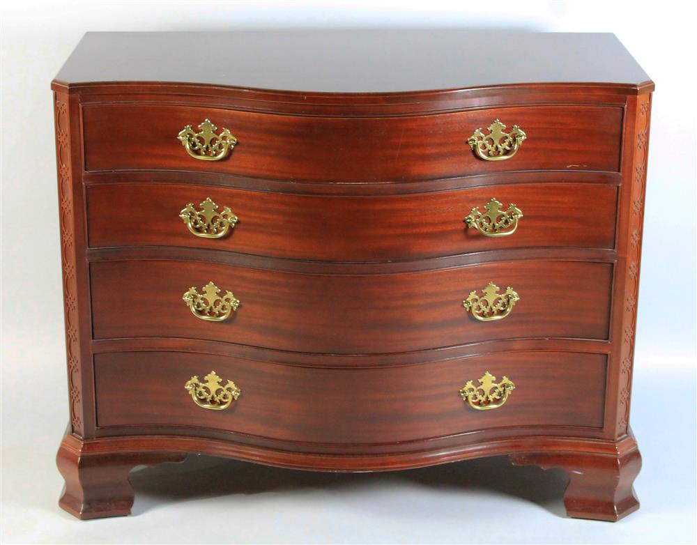 Appraisal: BAKER FURNITURE CHARLESTON COLLECTION MAHOGANY SERPENTINE CHEST OF DRAWERS four-drawer