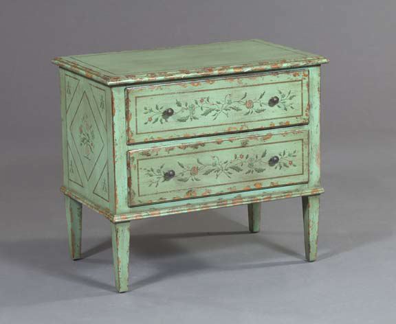 Appraisal: Louis XVI-Style Polychromed Commode th century the rectangular top with