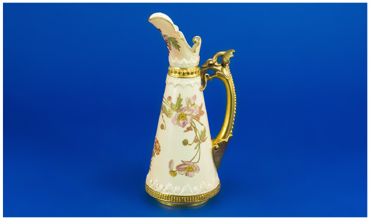 Appraisal: Royal Worcester Blush Ivory Ewer The Tapering Cylindrical Body With