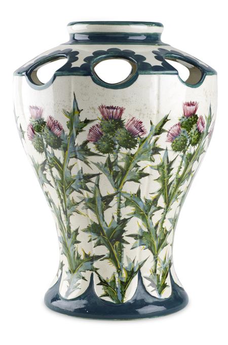 Appraisal: WEMYSS KENMORE VASE EARLY TH CENTURY decorated with thistles T