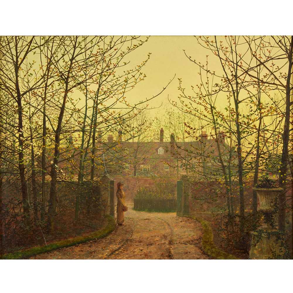 Appraisal: JOHN ATKINSON GRIMSHAW BRITISH - EVENING IN KNOSTROP Signed and