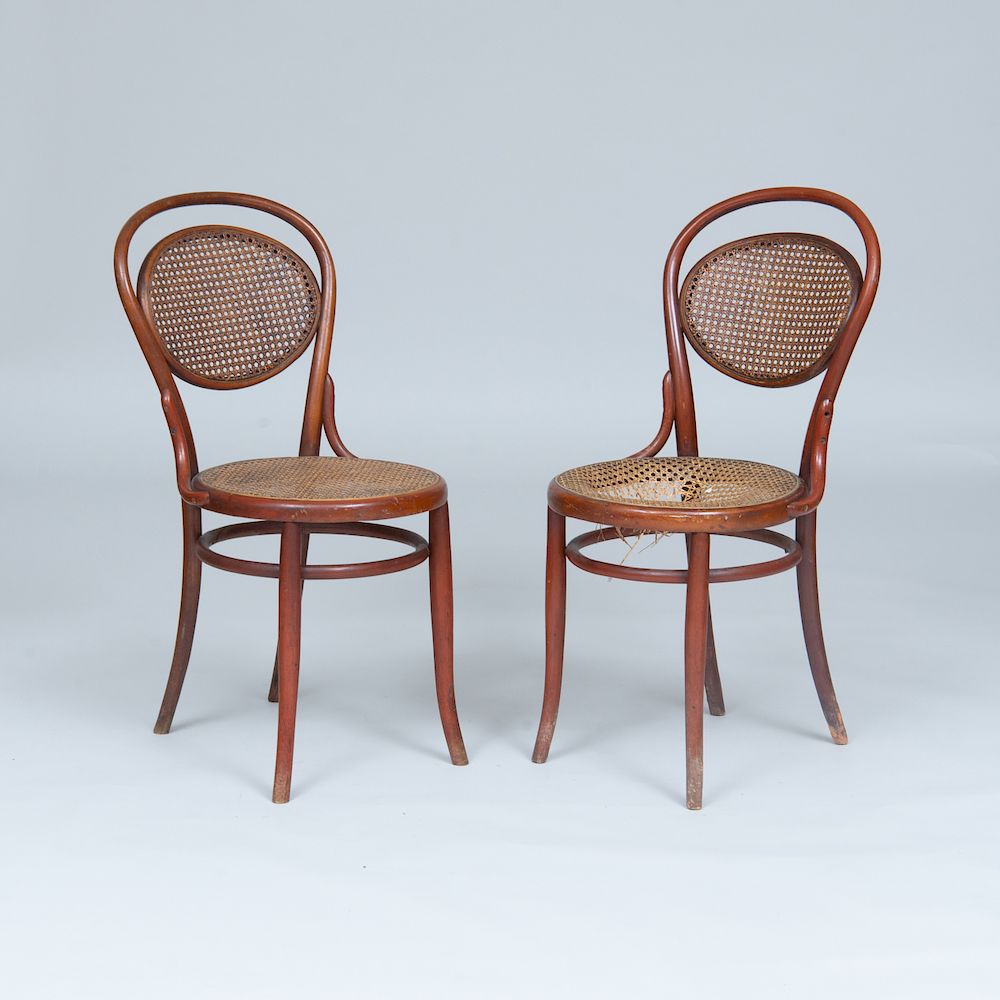 Appraisal: Two Thonet Bentwood and Caned Side Chairs Largest x x