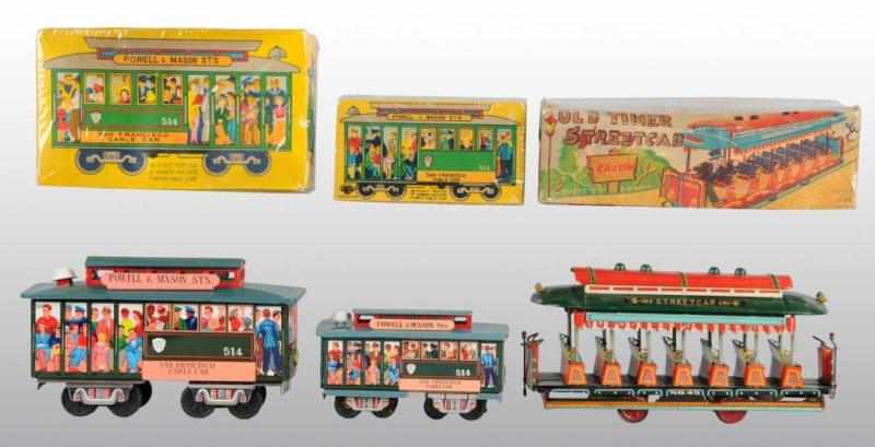 Appraisal: Lot of Tin Street Car Trolley Friction Toys Description Japanese