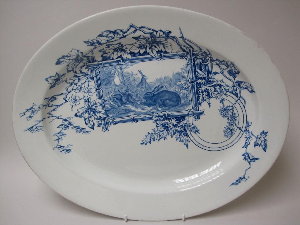 Appraisal: A th Century Worcester blue and white oval Meat Plate