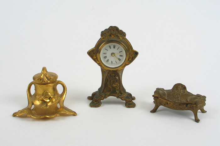 Appraisal: THREE GILT METAL COLLECTIBLE PIECES all from the Art Nouveau