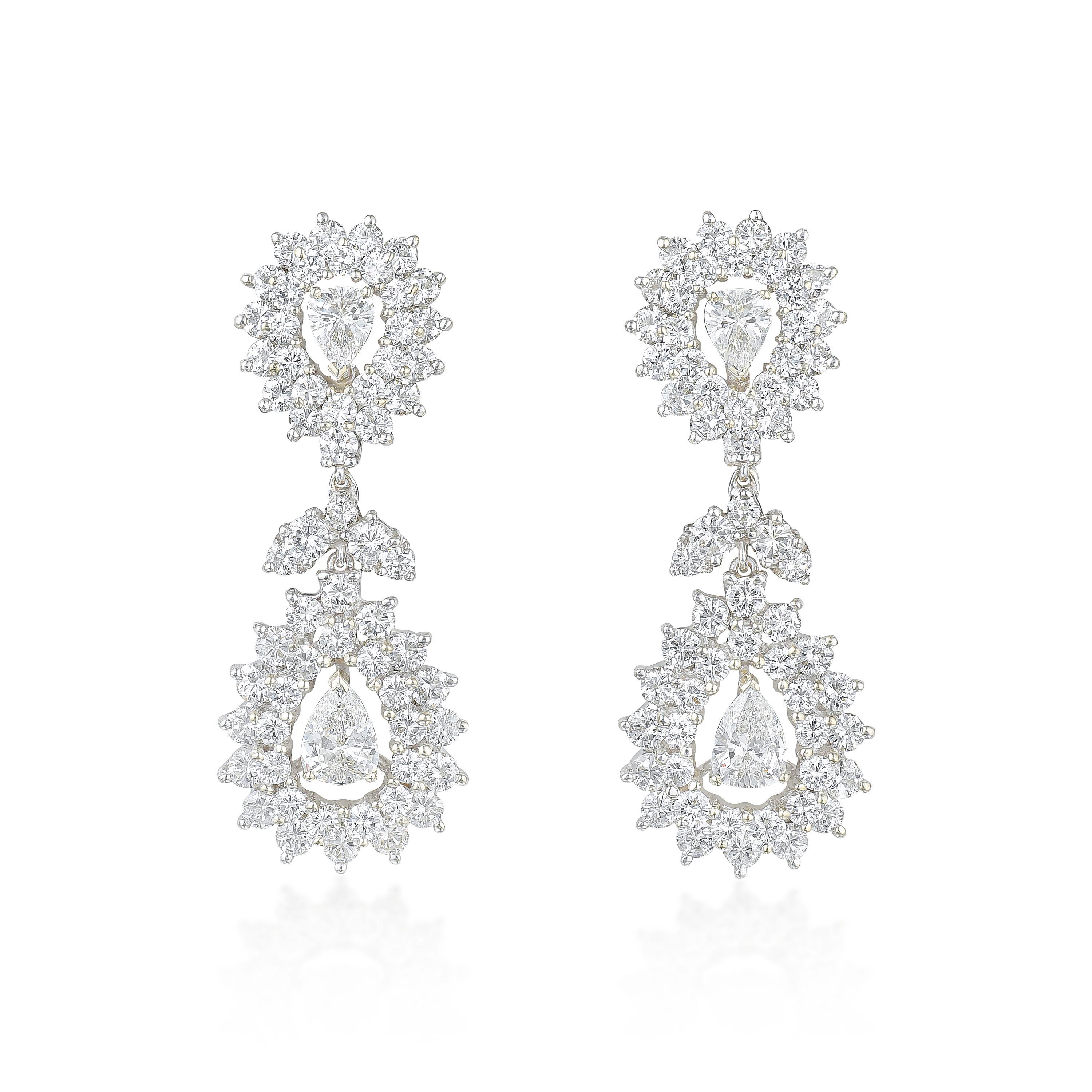 Appraisal: DIAMOND EARRINGS METAL K white gold GEMSTONE S pear and