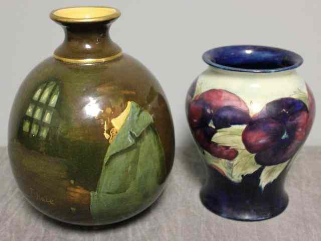 Appraisal: Moorcroft Vase with an English Potter Vase Pottery vase is