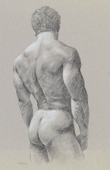 Appraisal: DAVID EUGENE HENRY Male Nude Study Charcoal with white heightening