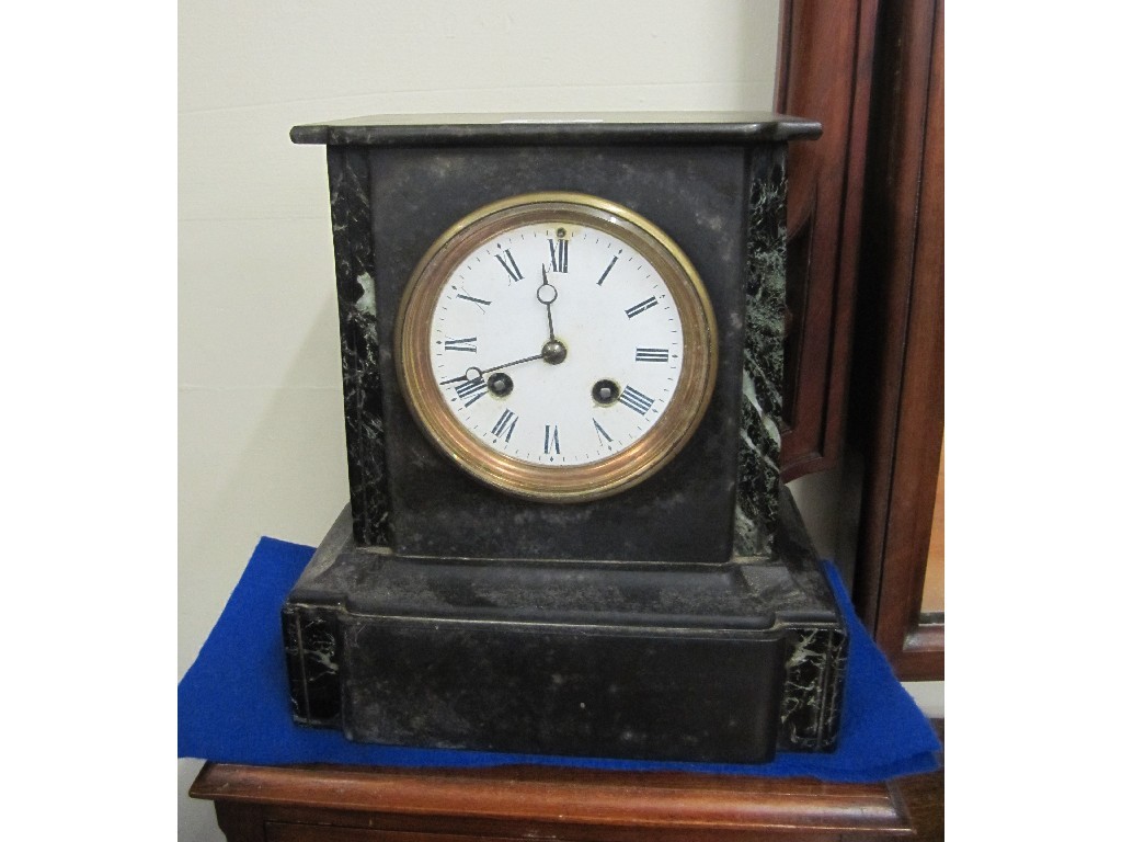 Appraisal: Victorian black slate and marble mantel clock