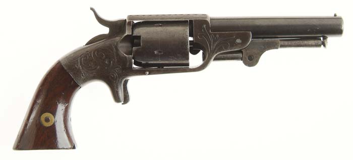 Appraisal: SCARCE ENGRAVED BACON ST MODEL PERCUSSION REVOLVER Cal SN rnd