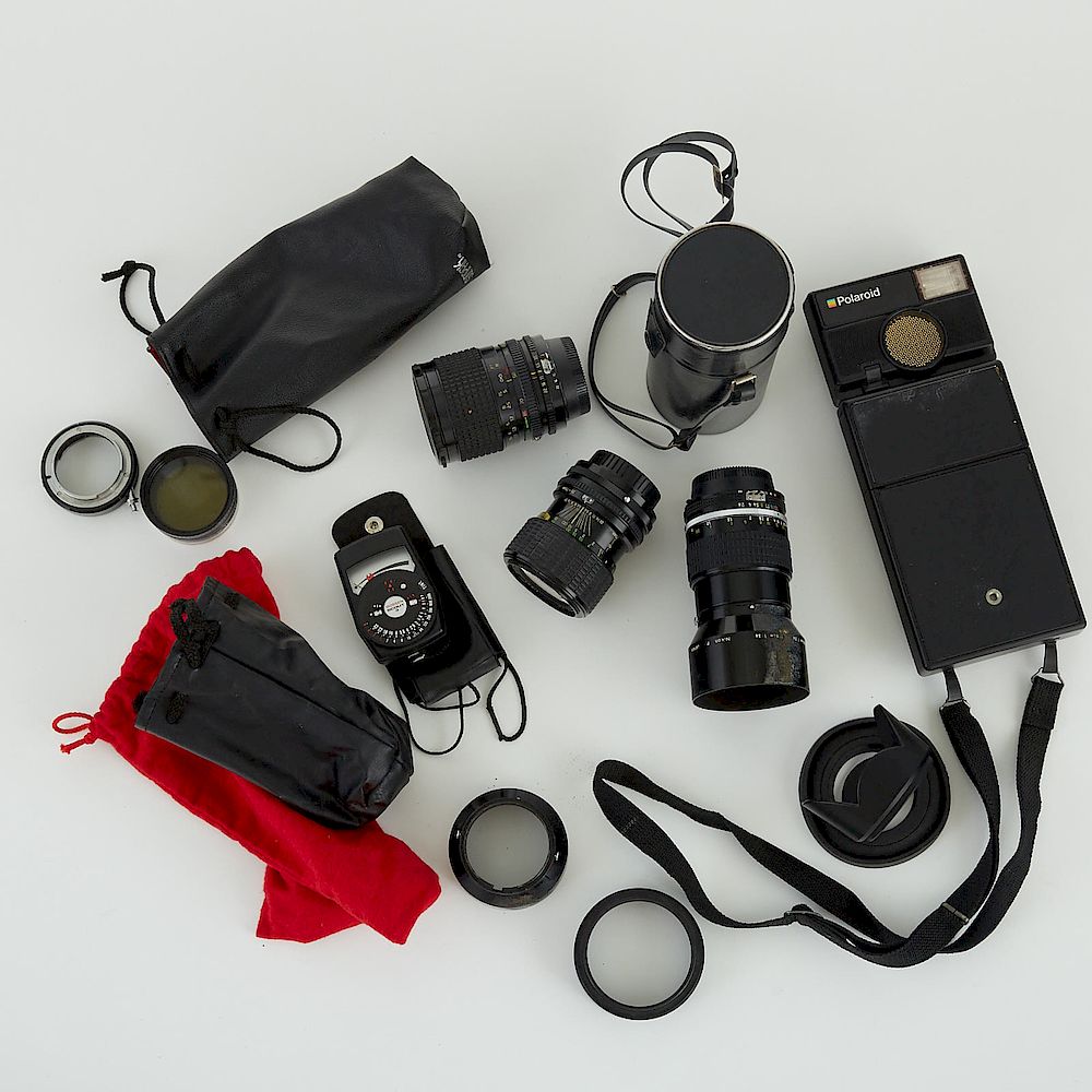 Appraisal: Assorted Nikon and Polaroid Camera Components Group of Nikon and