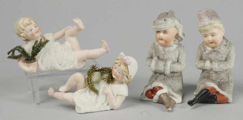 Appraisal: Lot of German Bisque Snow Figurines Description All are unmarked