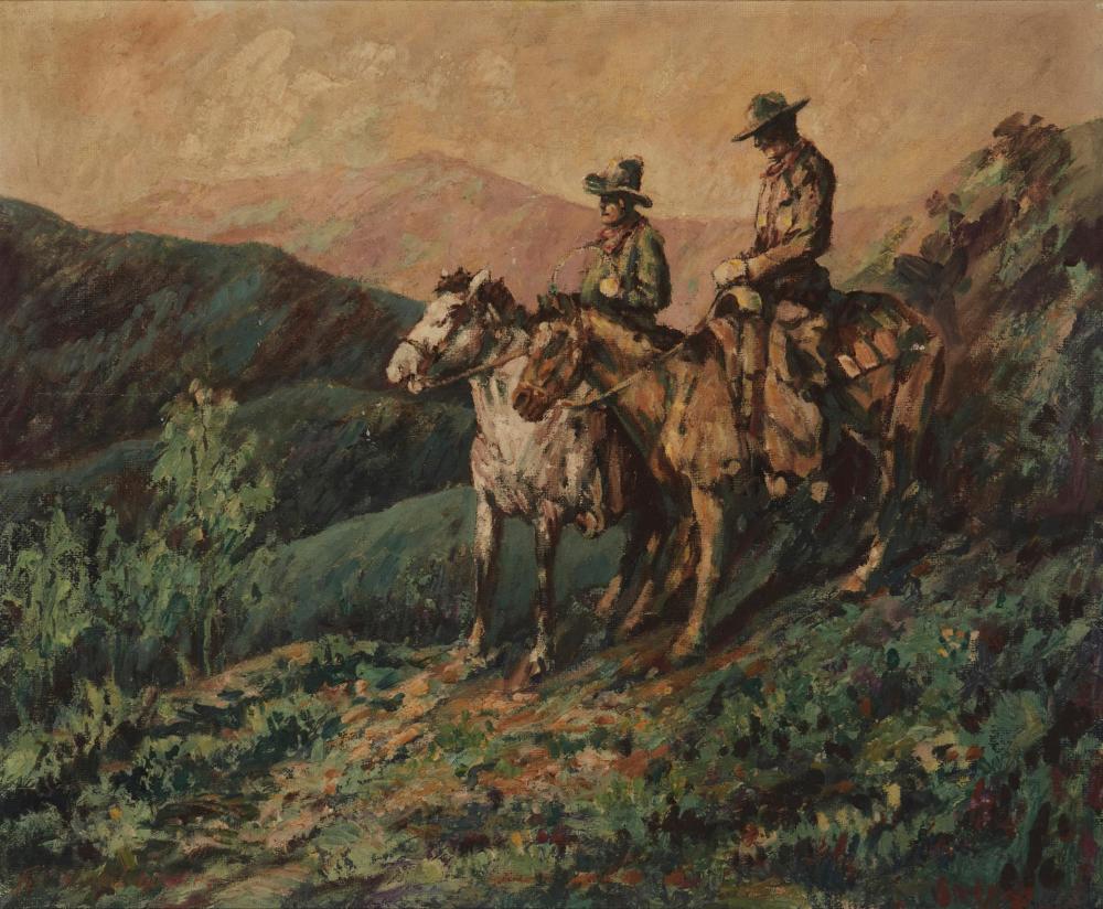 Appraisal: FERNANDO GOLSCH - COWBOYS ON HORSEBACK OIL ON MASONITE H