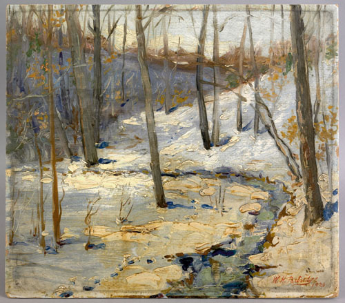 Appraisal: William H Partridge American - oil on board winter landscape