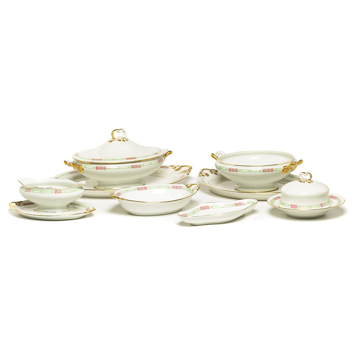 Appraisal: William Guerin Co Limoges serving set nine pieces white porcelain