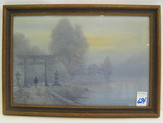 Appraisal: T MASAMITSU WATERCOLOR ON PAPER Japanese th century Foggy evening