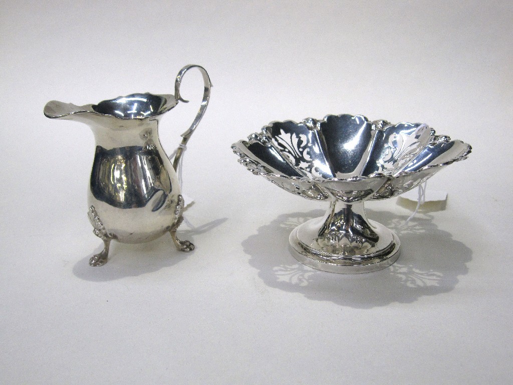 Appraisal: Lot comprising silver jug and a bonbon dish Birmingham and