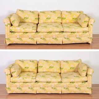 Appraisal: Pair yellow chintz sofas by Baker th c h x