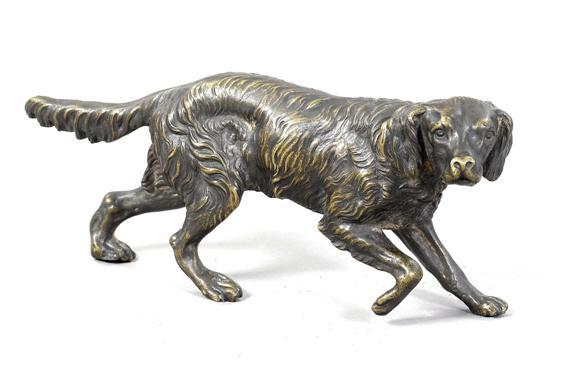 Appraisal: DOG SCULPTURE probably Vienna circa Bronze with brown patina L