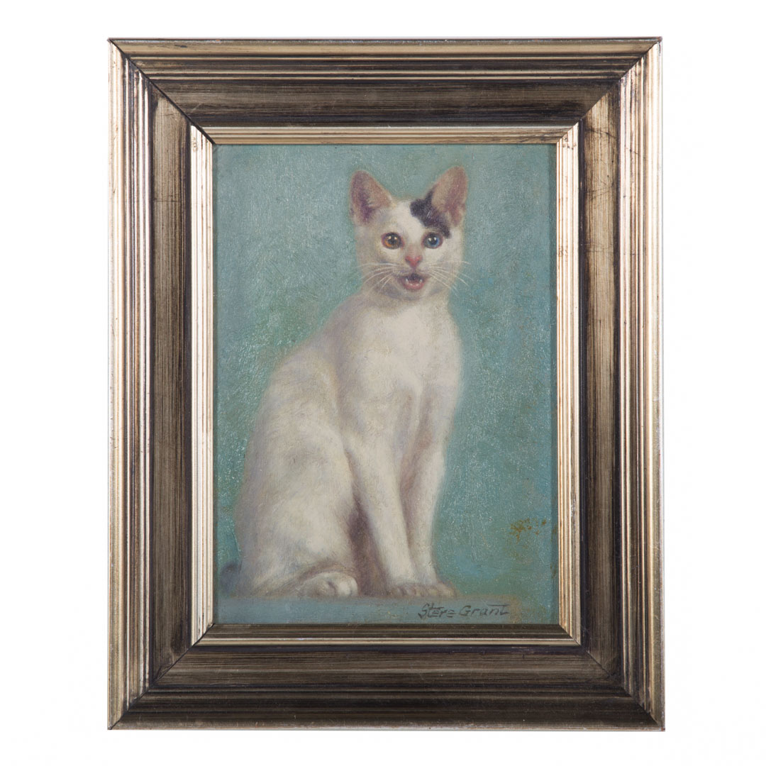 Appraisal: Stere Grant Cat Portrait oil on board Romanian American th