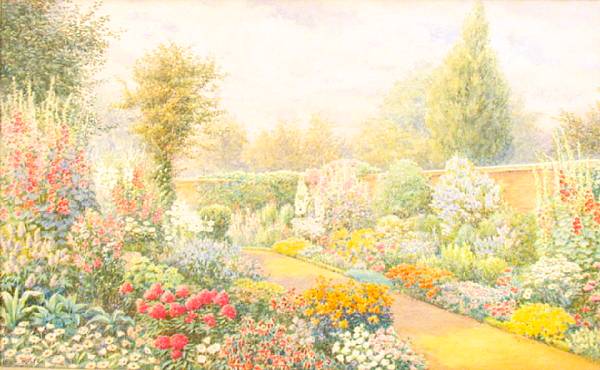 Appraisal: Louis Rolfe active - A view of an English garden