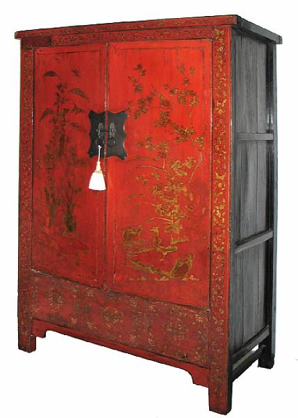 Appraisal: A Chinese lacquered cupboard height ft in width ft in