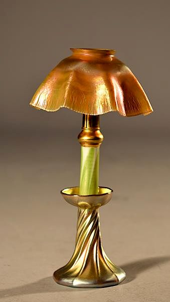 Appraisal: Tiffany Candle Lamp L C Tiffany Favrile three part candle