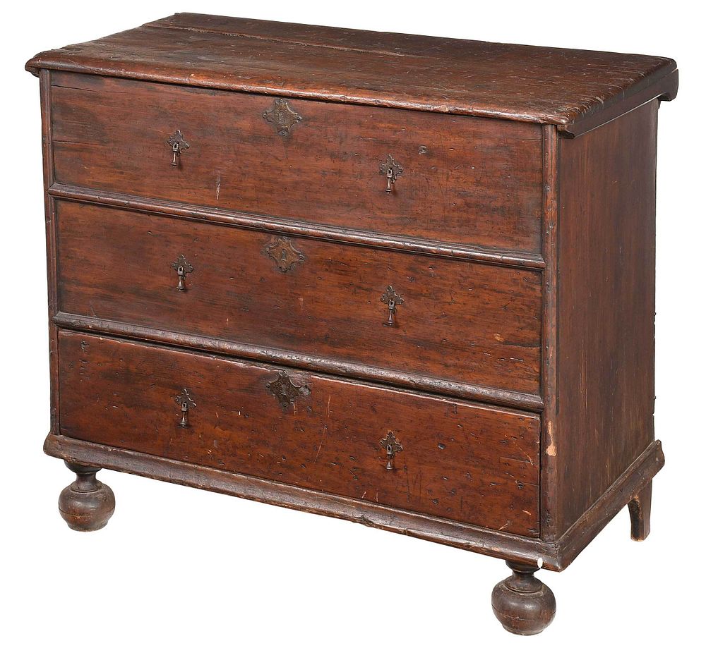 Appraisal: American William Mary Lift Top Chest over Drawer Boston Area