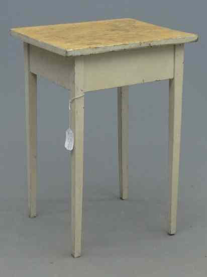 Appraisal: th c tapered leg candlestand in old white paint with