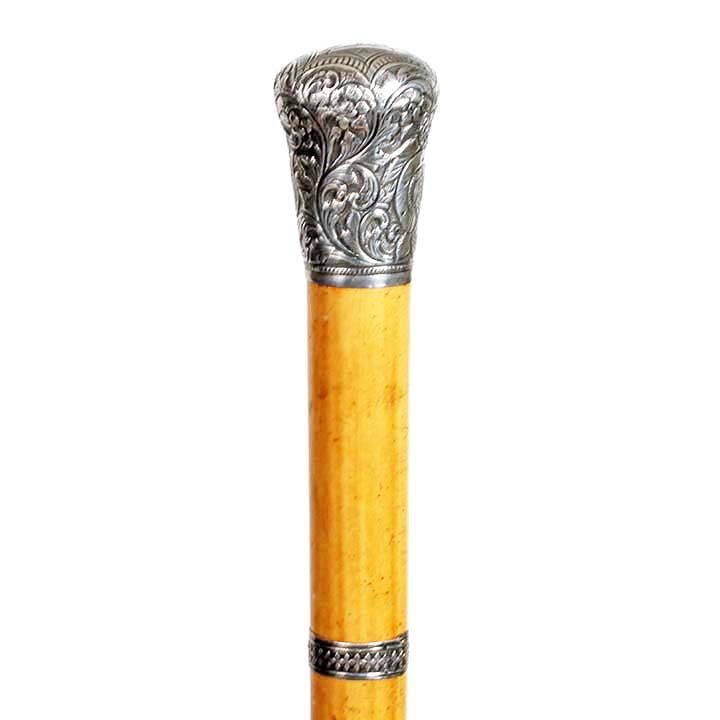 Appraisal: Massive Silver Knob Cane Ca - A large polished and