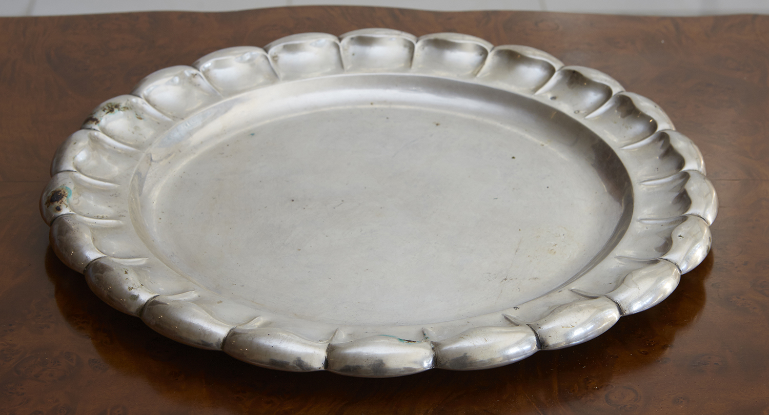 Appraisal: AN AUSTRIAN ART NOUVEAU SILVER CIRCULAR TRAY With embossed gadrooned