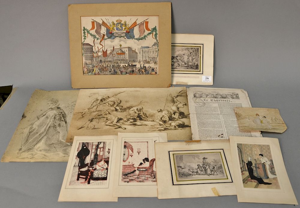 Appraisal: Ten piece group of miscellaneous engravings lithographs and etchings including