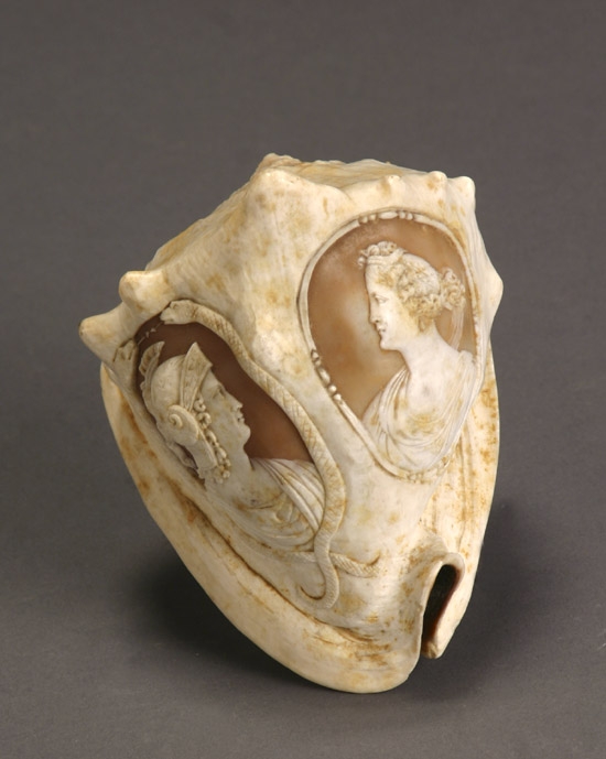 Appraisal: Continental Cameo-Carved Conch Shell Circa The shell carved with two