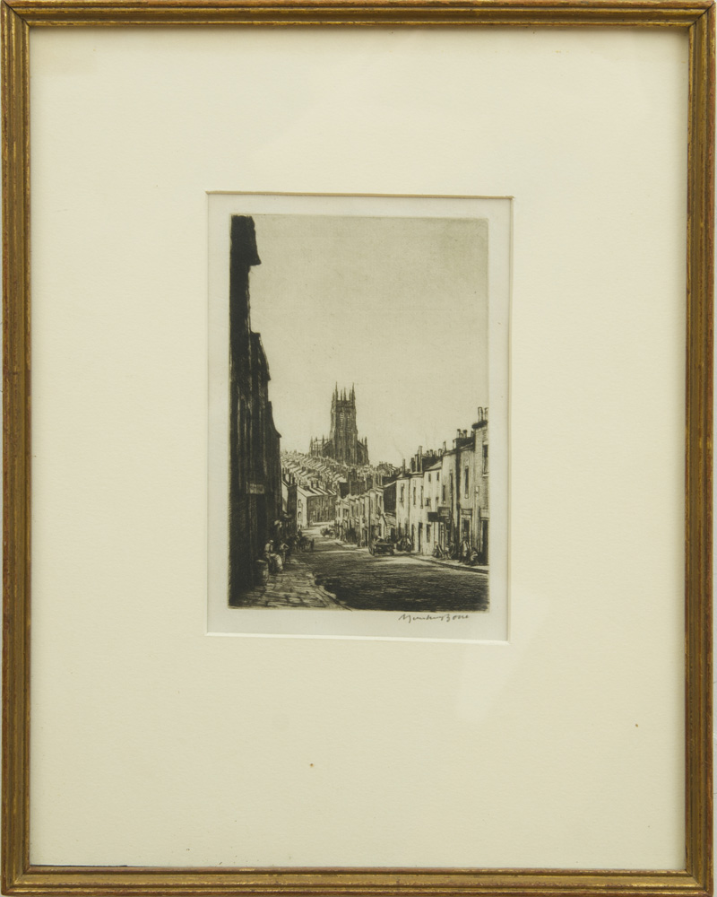 Appraisal: DAVID MUIRHEAD BONE - THE JEWS' QUARTER LEEDS Drypoint on