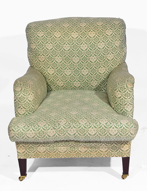 Appraisal: A HOWARD SONS LTD ARMCHAIR with overstuffed upholstered seat square