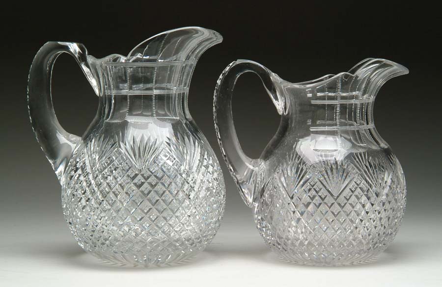 Appraisal: TWO CUT GLASS WATER PITCHERS Lot consists of two water