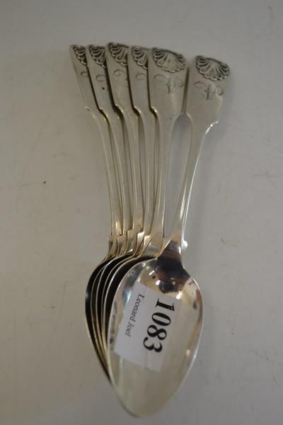 Appraisal: SET OF SIX NEWCASTLE STERLING SILVER TEASPOONS SHELL PATTERN