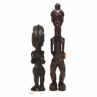 Appraisal: Congo Two Lulua Wooden Figures one male and one female