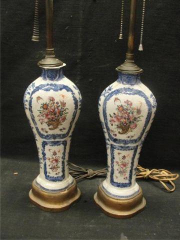 Appraisal: Pair of Decorated Porcelain Lamps From an East nd Street