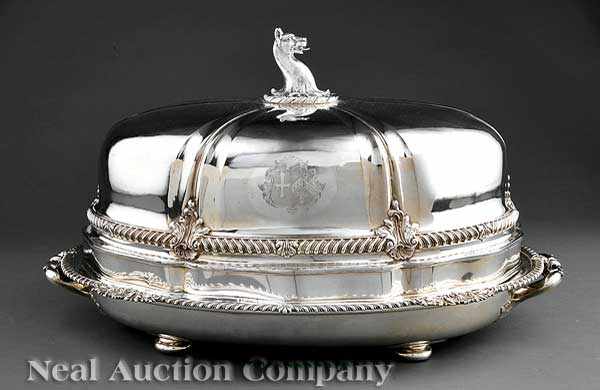 Appraisal: A George IV Sheffield Plate Meat Dish Warming Stand and