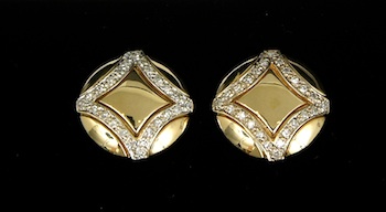 Appraisal: A Pair of Elegant Diamond Earrings k yellow gold round