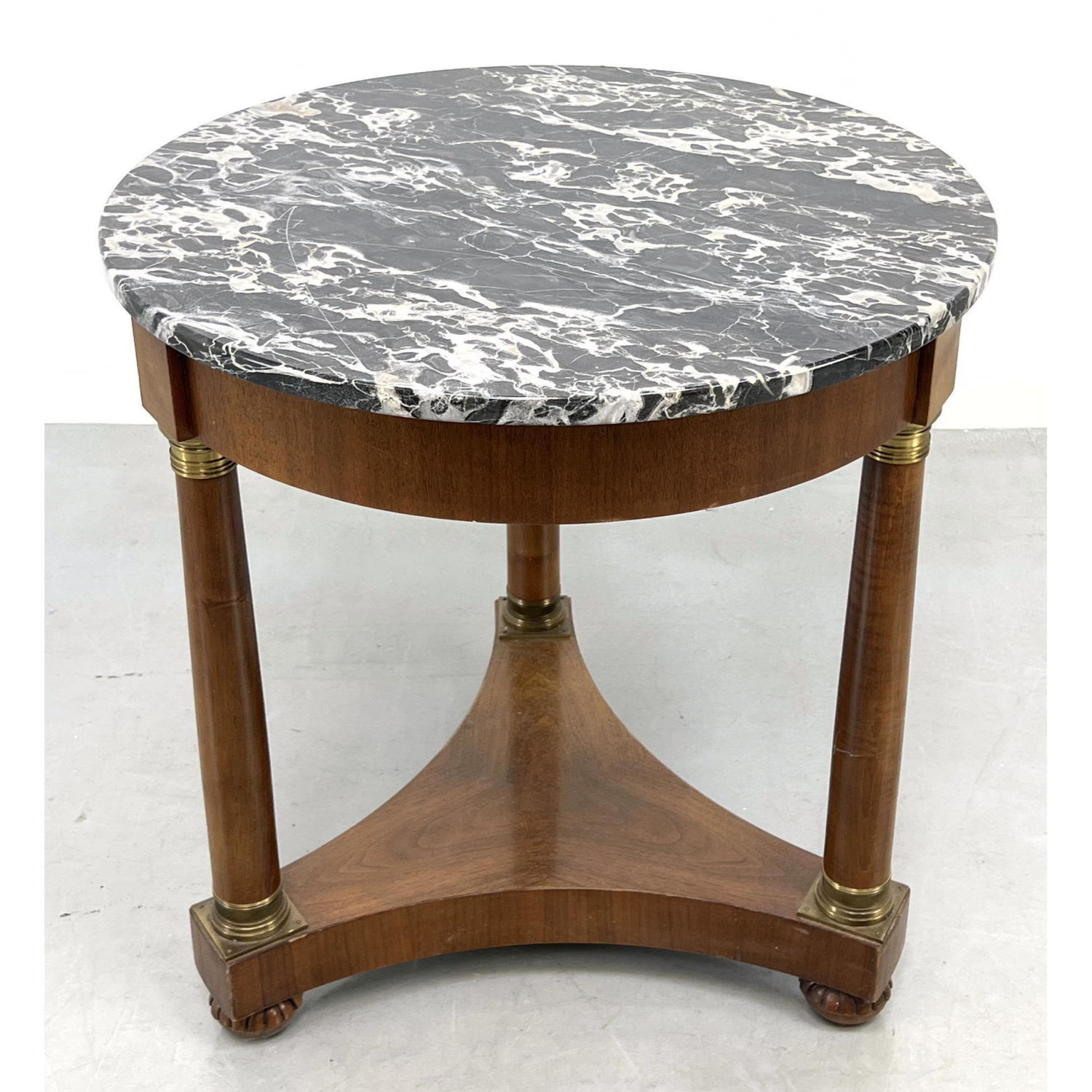 Appraisal: French Empire Style Table Black Figured Marble Top Side End