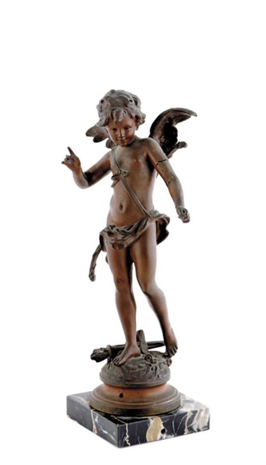 Appraisal: Continental school late th century CUPID bronze on marble base