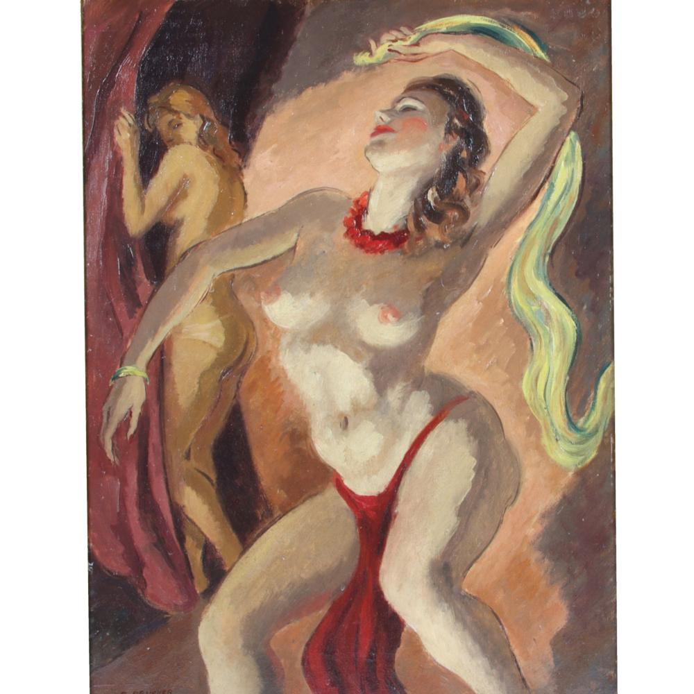 Appraisal: EDMUND BRUCKER AMERICAN - SEMI NUDE EXOTIC DANCER OIL ON