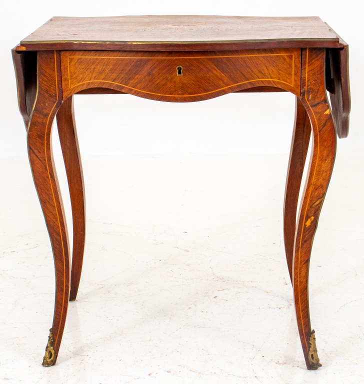 Appraisal: LOUIS XV STYLE MARQUETRY PARQUETRY TABLE Louis XV style marquetry