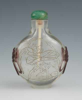 Appraisal: A Chinese Peking Clear Glass Snuff Bottle Of flattened round