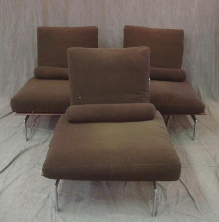 Appraisal: D B Midcentury Italian Chairs Earth toned upholstered and chrome